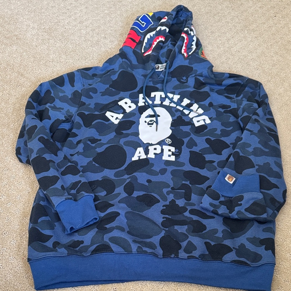 A Bathing Ape Blue Camo Kids Hoodie